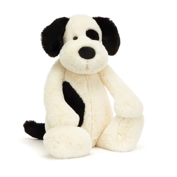 Cuddly and endearing Jellycat timeless appealBashful Black & Cream Puppy - REALLY BIG Cuddly and endearing Jellycat timeless appealBashful Black & Cream Puppy - REALLY BIG
