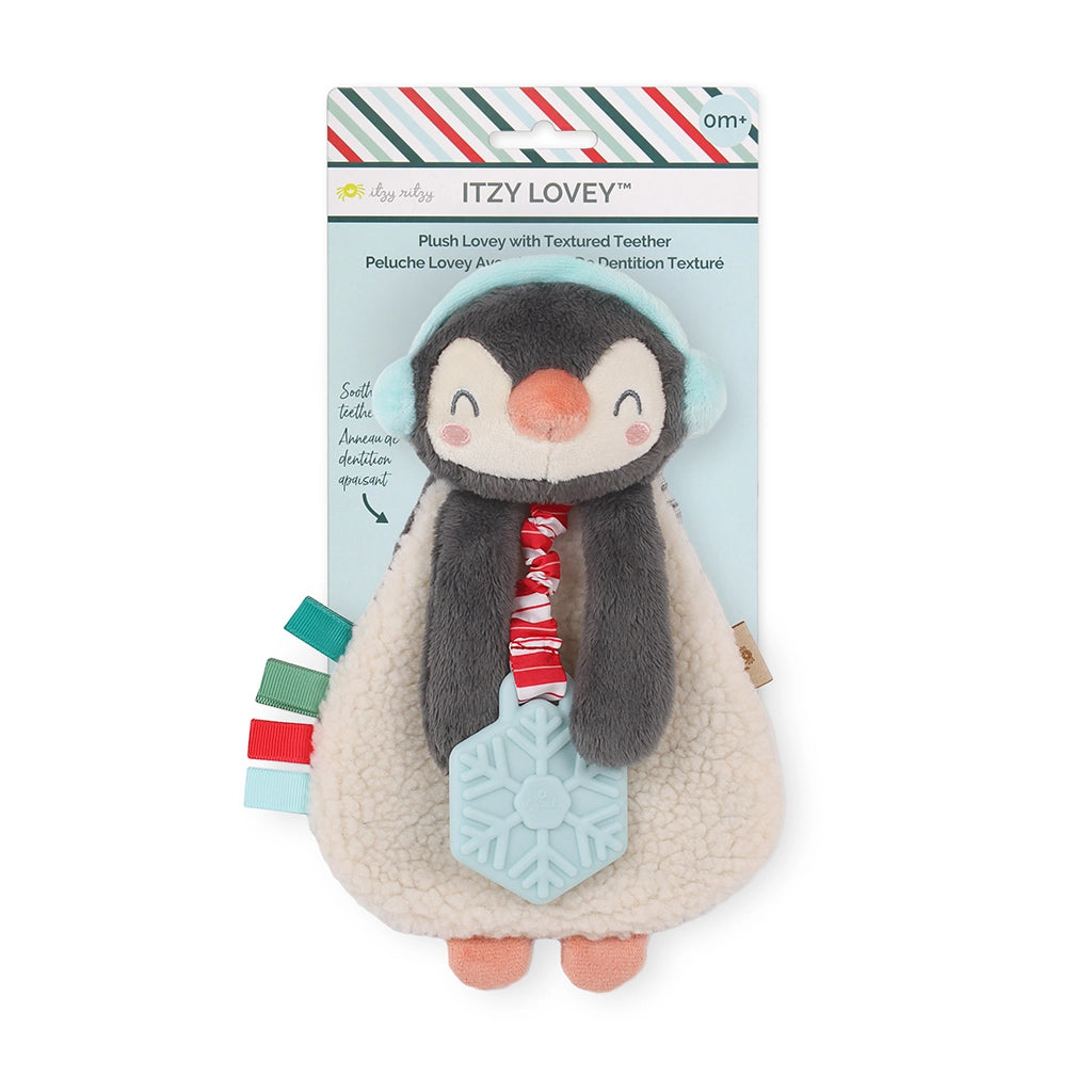 Adorable and gentle Jellycat friendsItzy Ritzy Itzy Lovey™ Holiday Penguin Plush + Teether Toy Adorable and gentle Jellycat friendsItzy Ritzy Itzy Lovey™ Holiday Penguin Plush + Teether Toy