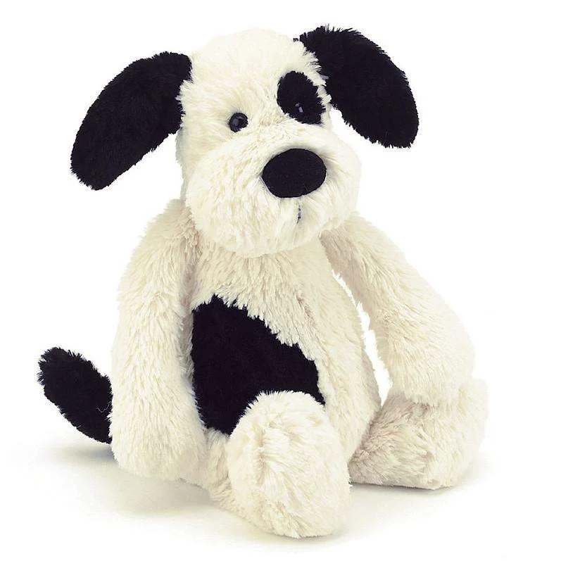 Cozy and gentle Jellycat attention to detailBashful Black & Cream Puppy - Medium