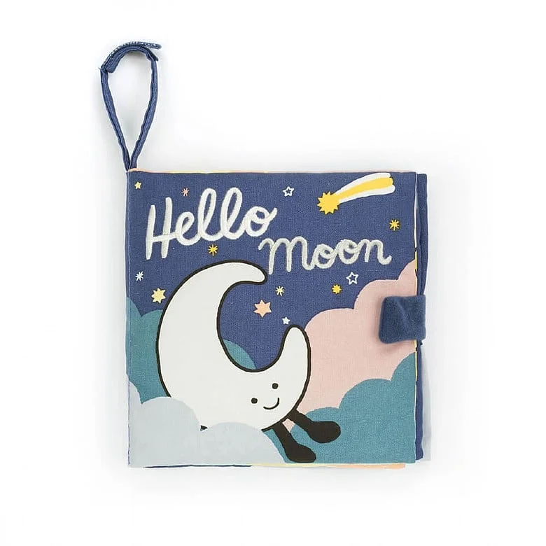 Huggable and charming Jellycat beloved by all ages.Jellycat Hello Moon Fabric Book