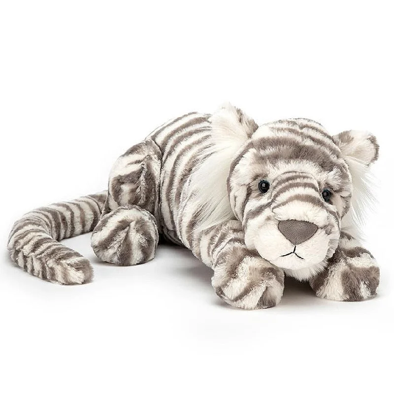 Cuddly and delightful Jellycat naptime buddiesSacha Snow Tiger - Large
