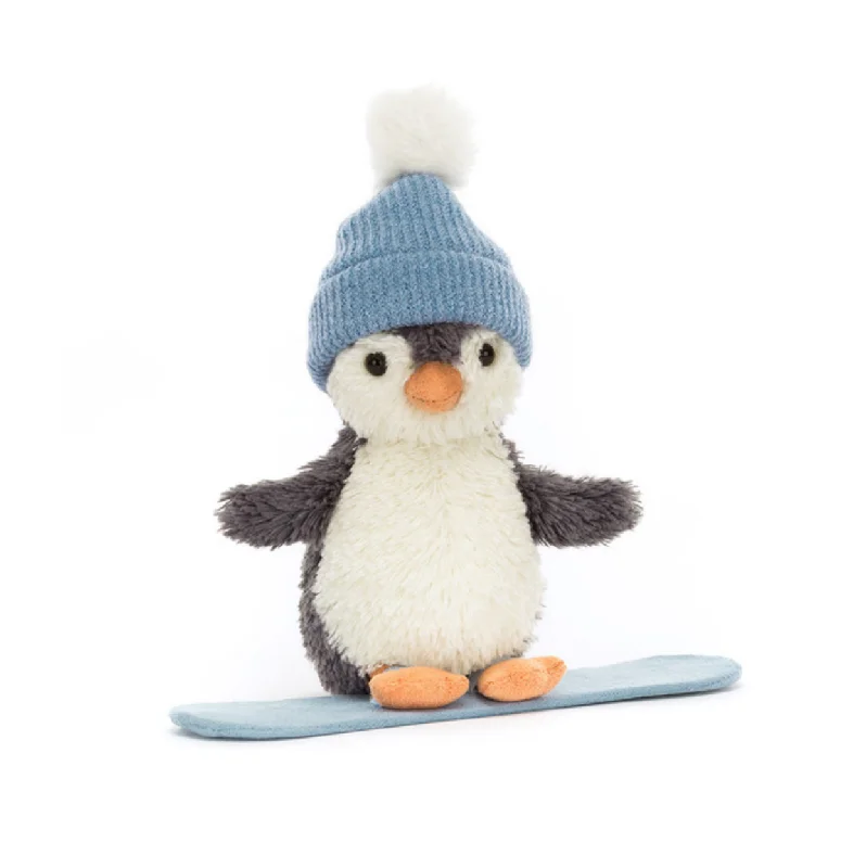 Huggable and comforting Jellycat creationsPeanut Penguin Snowboarding max 1 per customer
