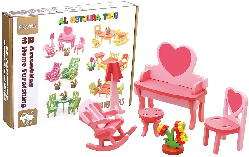 colorful wooden toys for toddlers             3D Assembling Home dresser wooden toy