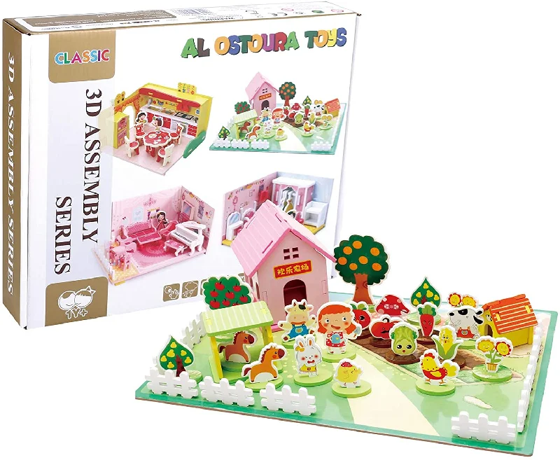 intricately designed wooden toys                 3D Assembly Series farm Wooden Toy