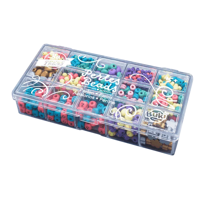 eco-conscious wooden toys that promote sustainability BUKI France Box of Wooden Beads – Colours eco-conscious wooden toys that promote sustainability BUKI France Box of Wooden Beads – Colours