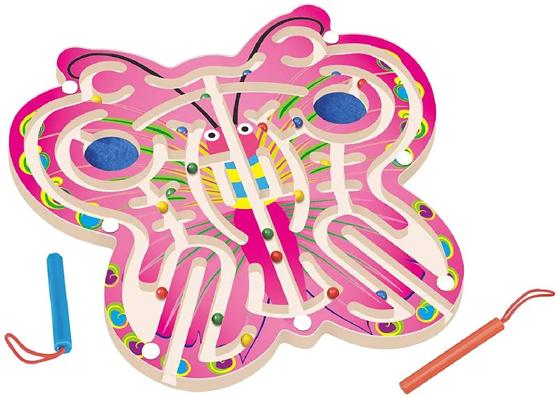 eco-friendly and safe wooden toys                   Butterfly Magnetic pen maze