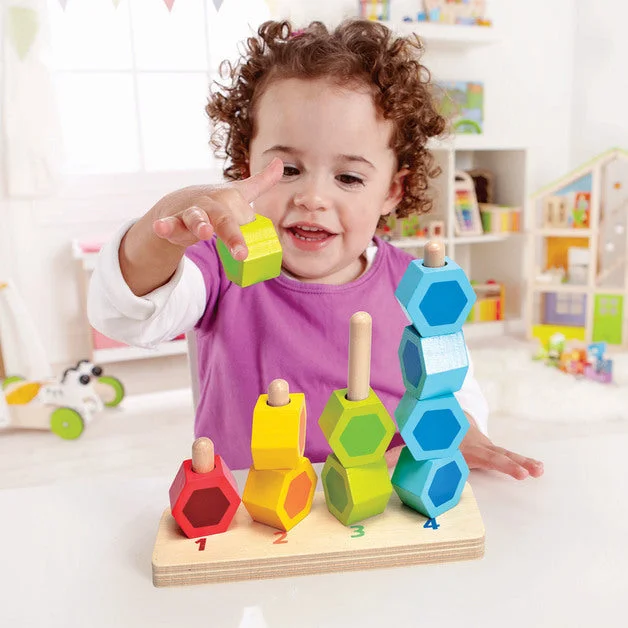 sturdy and durable wooden toys for rough play                   Counting Stacker Wooden Block Set Hape