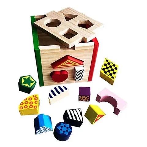 durable wooden toys                  Cube shape sorter wooden