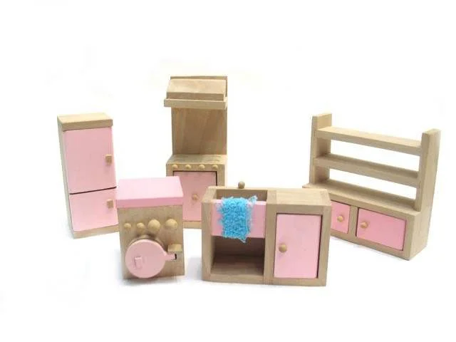 thoughtfully crafted and safe wooden toys                   Dollshouse Furniture Set kitchen