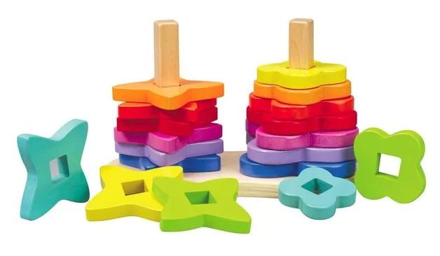 sturdy and safe wooden toys                 Double Rainbow Wooden Stacker Hape