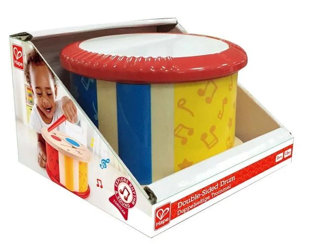 sturdy and safe wooden toys                 Drum Double Sided Hape