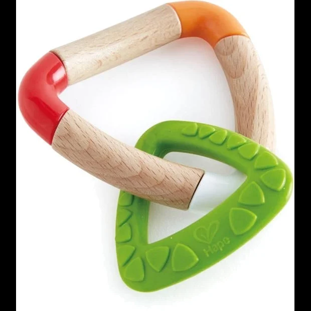 eco-friendly and safe wooden toys                   Teether Double Triangle Hape