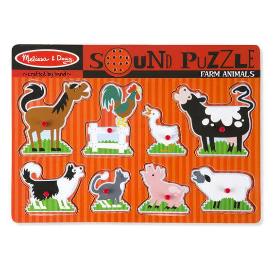 naturally finished and non-toxic wooden toys                   Farm Animals Sound Puzzle