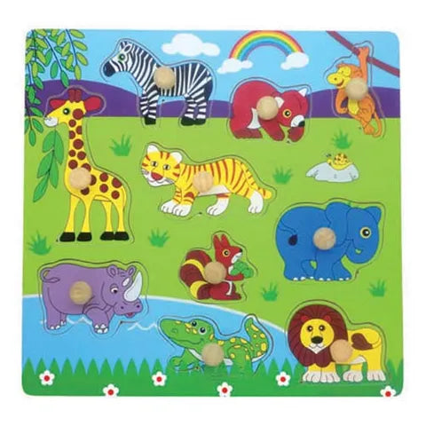 enchanting wooden toys that create lasting memories                   Safari Wooden Peg Puzzle 10 pcs