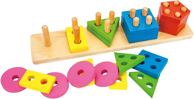 engaging wooden toys                   Five-column shape matching