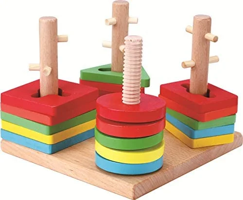 intricately designed wooden toys                 Four Sets of wooden Educational toys Column