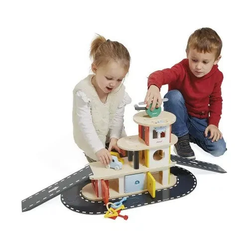 detailed and intricate wooden toys                   Wooden Car Garage - Janod