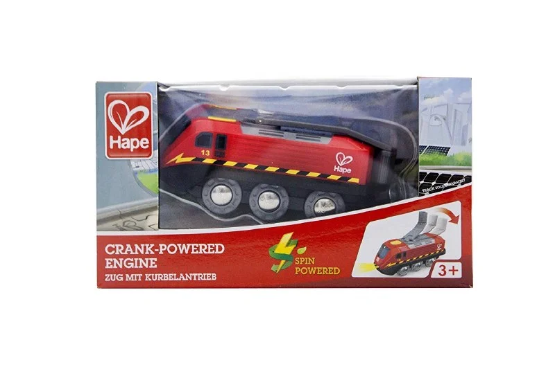 engaging wooden toys                   Hape Crank Powered Engine