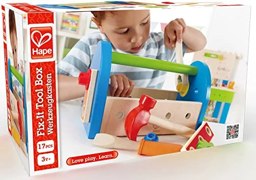environmentally conscious wooden toys                 Hape Fix-It Tool Box with Accessories