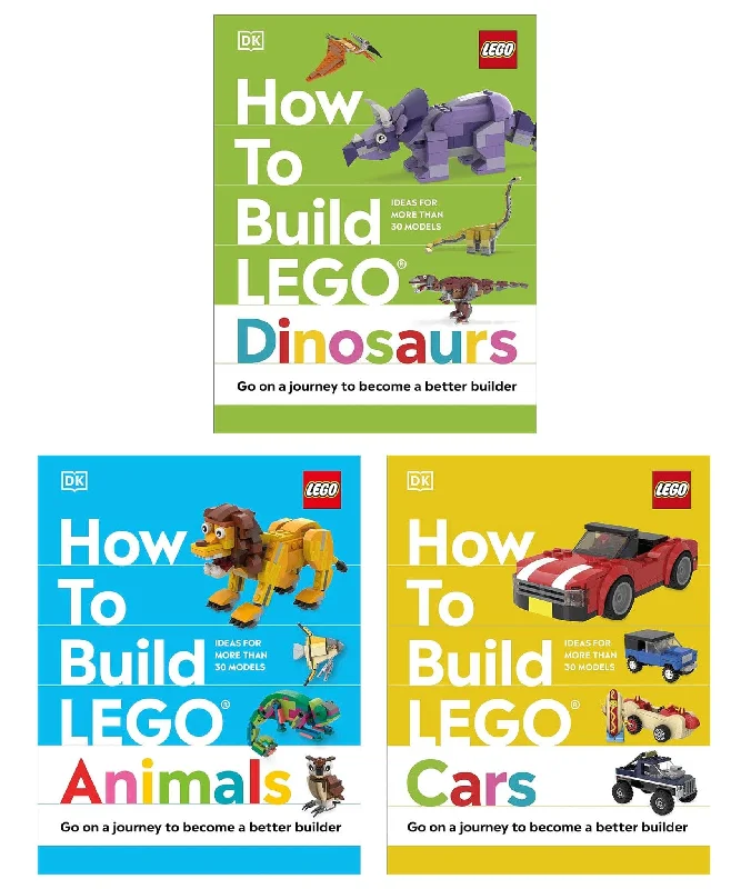 Gender-neutral LEGO toysHow to Build LEGO Cars, Dinosaurs & Animals by Jessica Farrell & Nate Dias 3 Books Collection Set - Ages 7-9 - Hardback