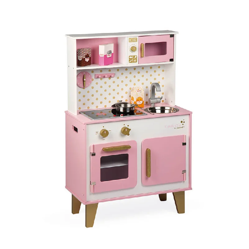 eco-friendly wooden toys made from sustainable materials                   Janod - Candy Chic Big Wooden Kitchen -  For children from the Age of 3