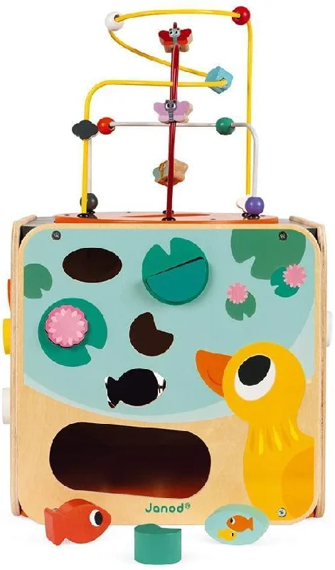 sturdy wooden toys                  Janod Multi-Activity Wooden Looping Cube Toy