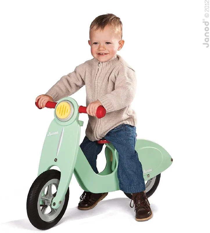 delightful wooden toys for children                   Janod Wooden Kids Scooter Mint - Balance Scooter with Vintage Retro Look
