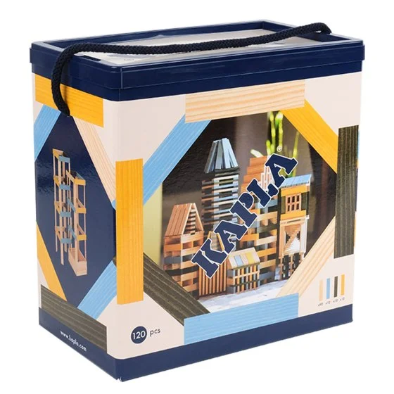 sustainable wooden toys                   Kapla Box (120 pieces) Light Blue