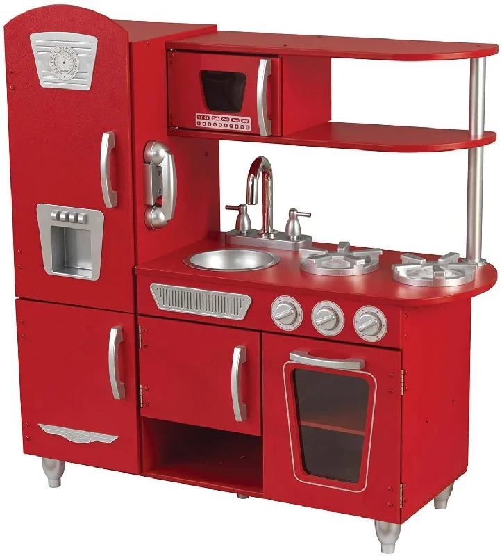 child-safe wooden toys                 KidKraft 53173 Red Vintage Wooden Kitchen
