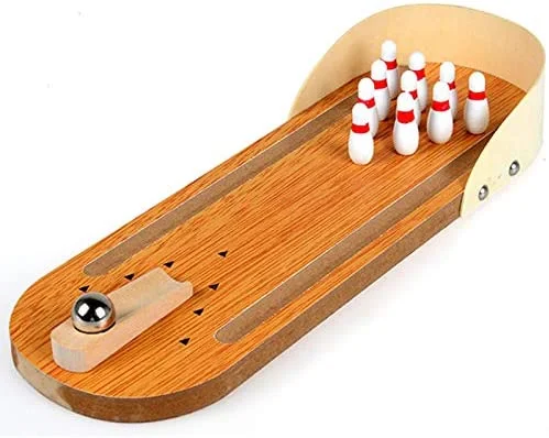 vibrant and colorful wooden toys for toddlers                   Kids Table Bowling Toy