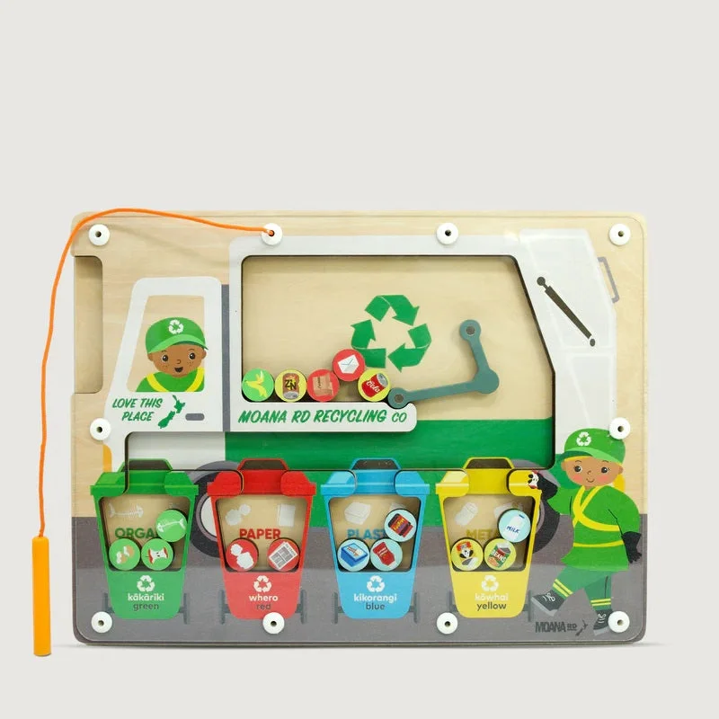 eco-friendly and safe wooden toys                   Magnetic Recycling Sorting Truck Moana Rd