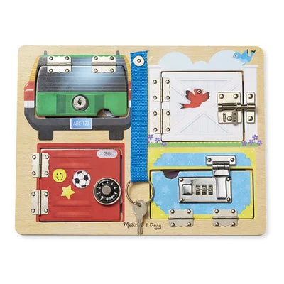 enchanting wooden toys for toddlers                   Melissa and Doug Lock & Latch Board