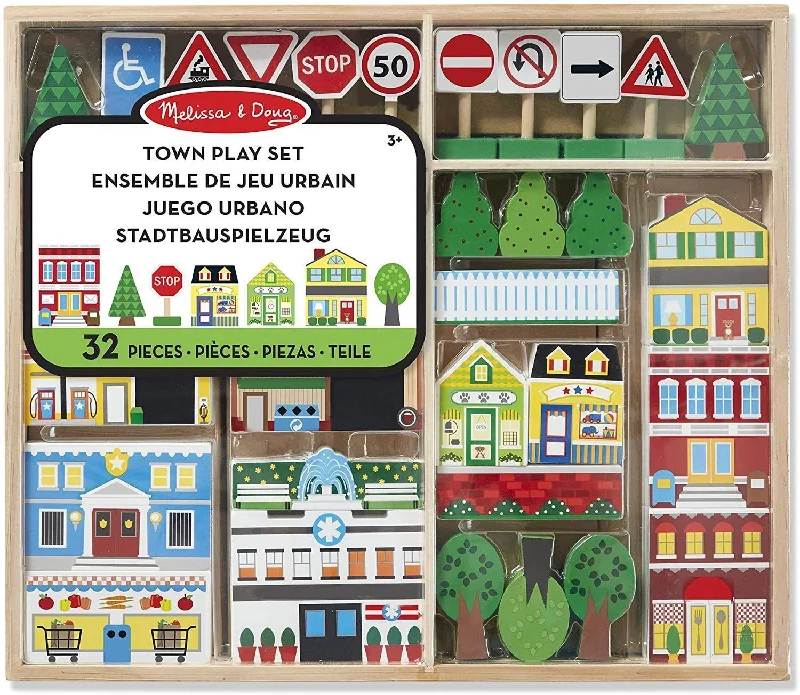 delightful wooden toys for children                   Melissa & Doug Wooden Town Play Set