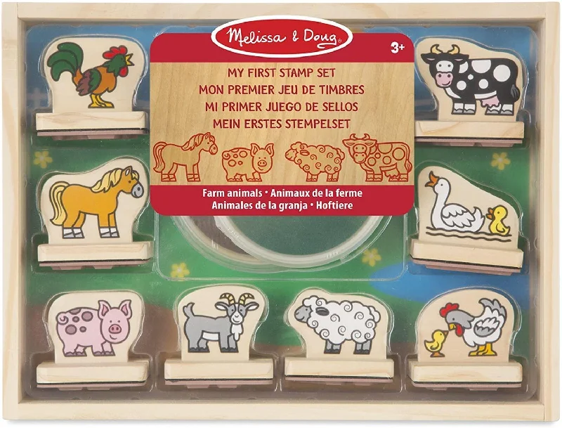 playful wooden toys                  Melissa & Doug My First Wooden Stamp Set - Farm Animals