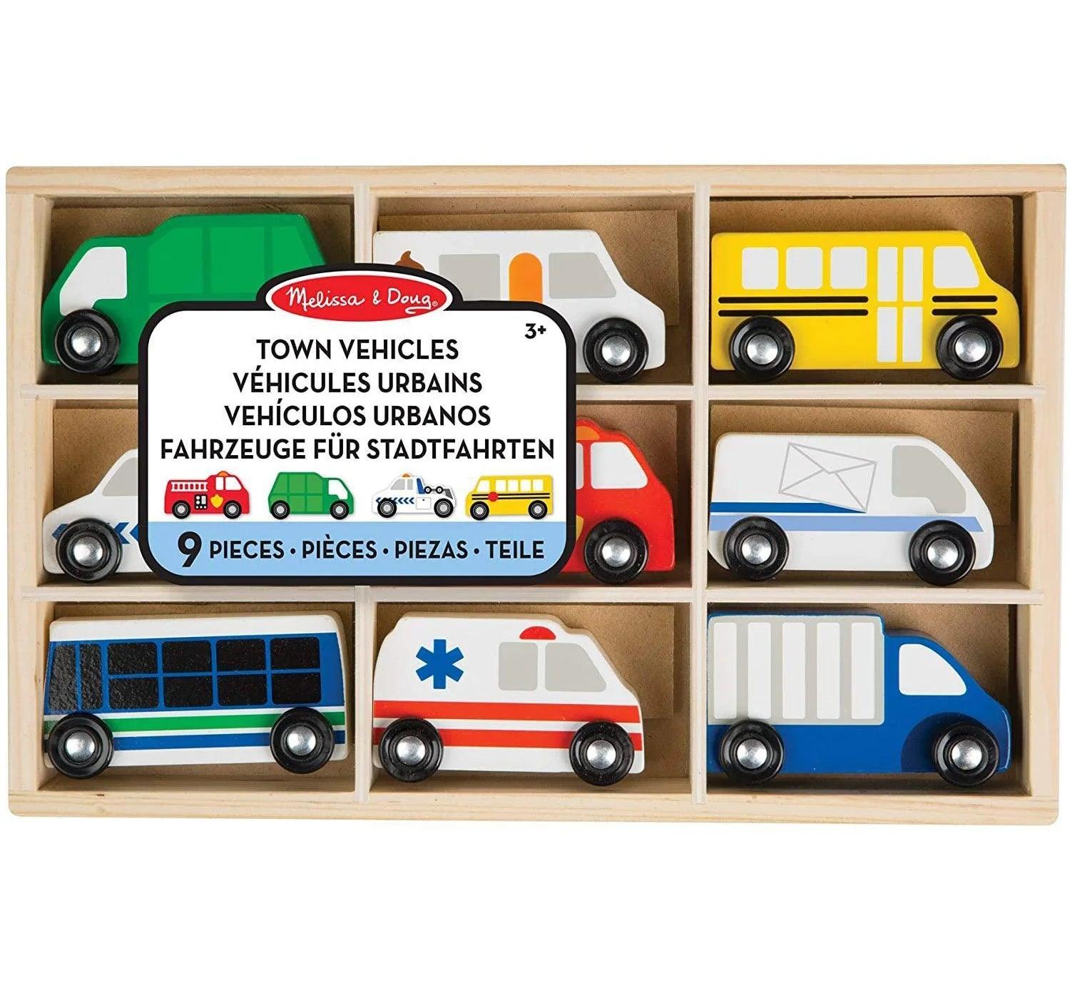 colorful wooden toys for toddlers             Melissa & Doug 13170 Wooden Town Vehicles Set