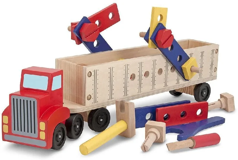 handcrafted wooden toys                  Melissa & Doug 12758 Big Rig Truck Wooden Building Set