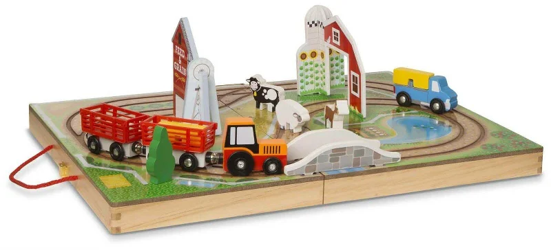 delightful wooden toys for children                   Melissa & Doug 40142 Wooden Town Play Set With Storage Tray (32pc)