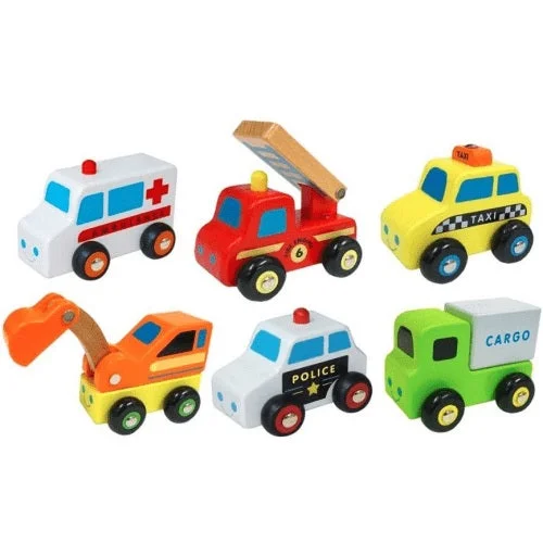 engaging wooden toys                   Mini Vehicle Set - 6pcs
