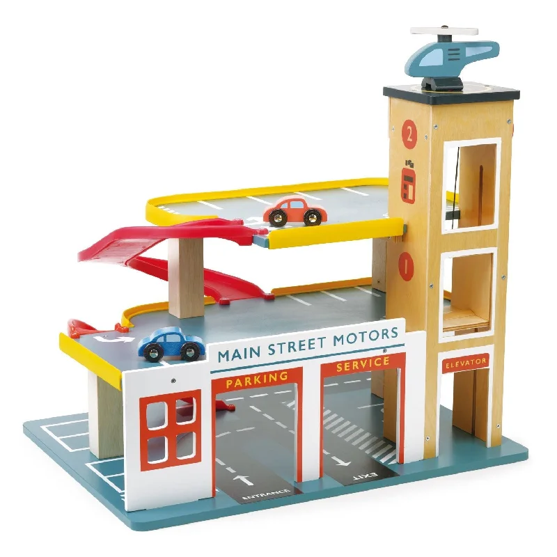 detailed and intricate wooden toys                   Multi-Level Garage with Lift