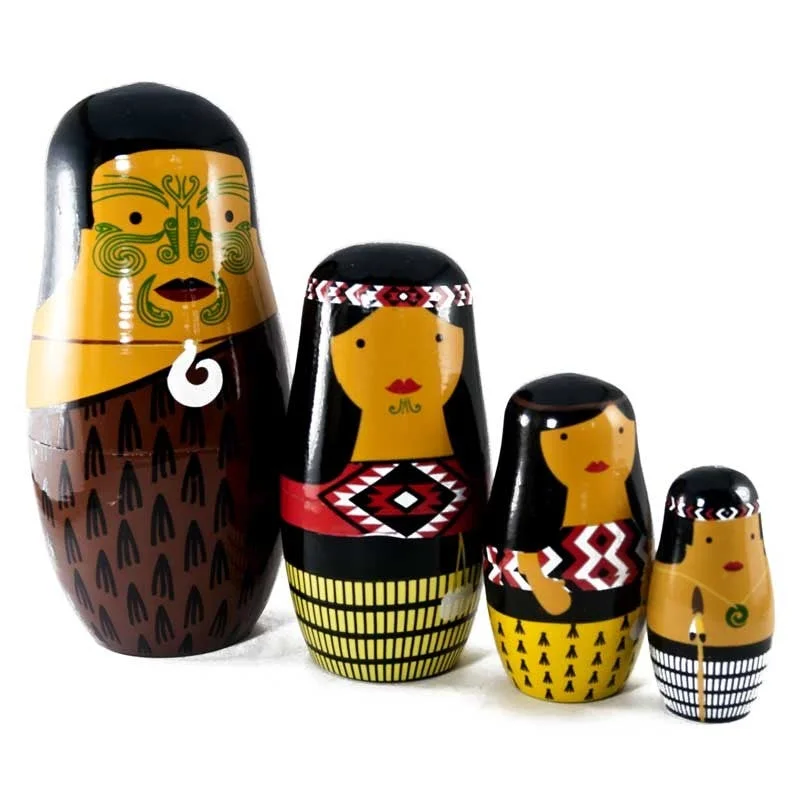sturdy and safe wooden toys                 Nesting dolls - New Zealand Maori Family