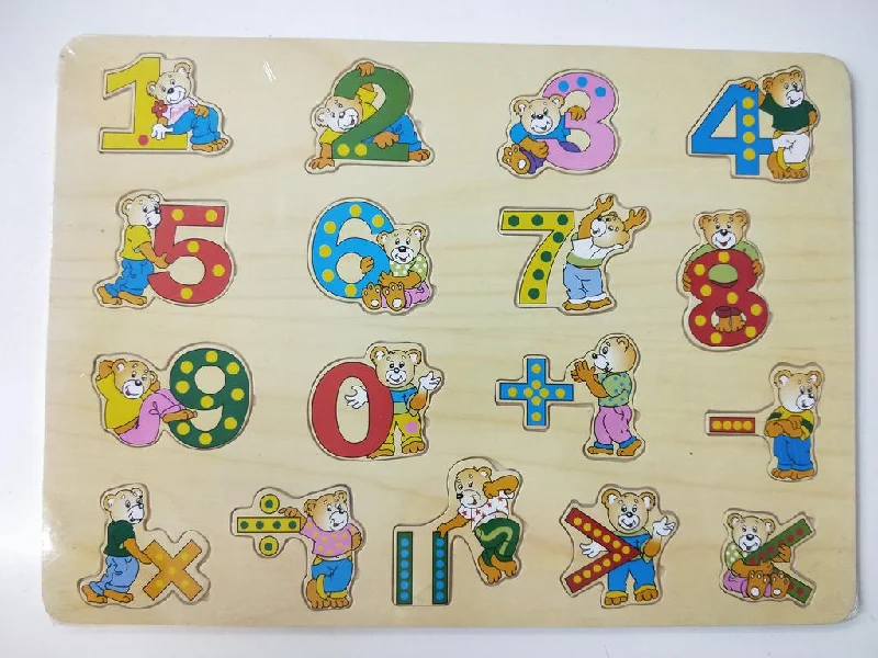 safe and durable wooden toys                   Number puzzle wooden bears