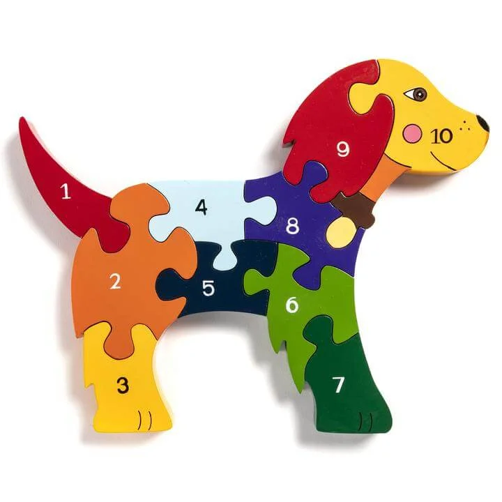 non-toxic wooden toys                   Number Dog Wooden Jigsaw Puzzle