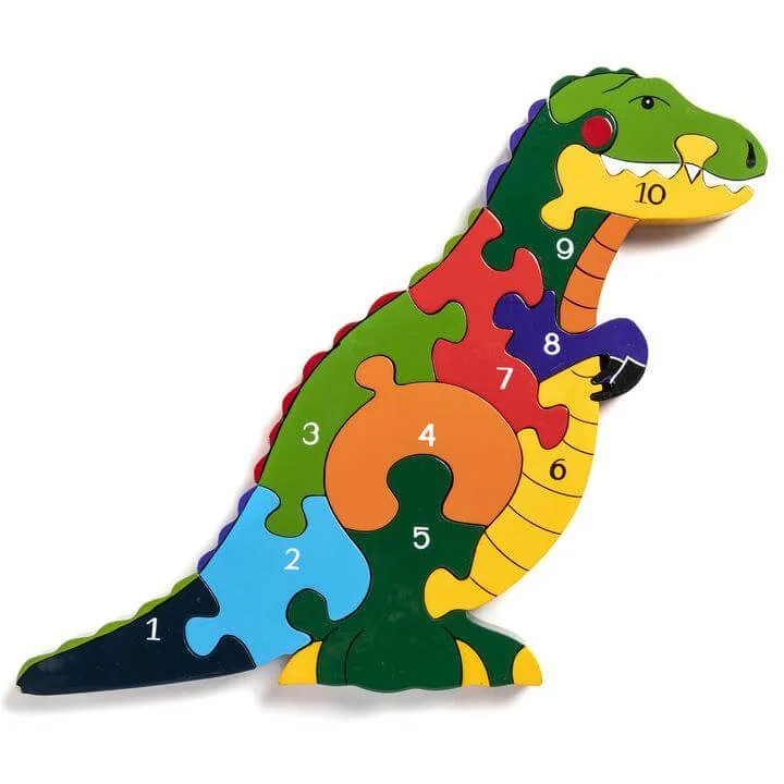 sturdy construction wooden toys                   Number T-Rex Jigsaw Puzzle