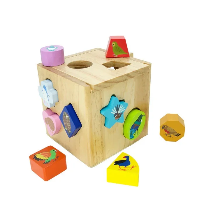 sturdy and safe wooden toys                 NZ Birds Wooden Shape Sorter Moana Road