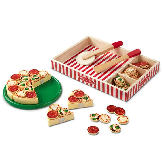 vibrant and colorful wooden toys for toddlers                   Pizza Party - Wooden Play Food