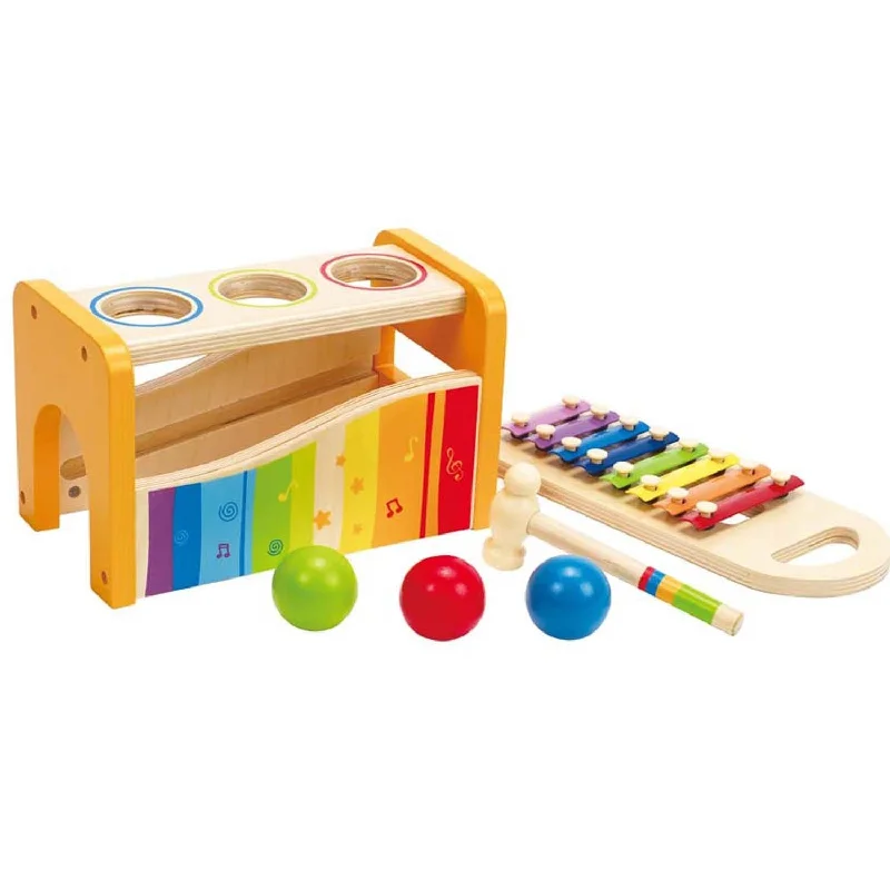 sturdy wooden toys                  Pound and Tap Bench with Slide Out Xylophone Hape