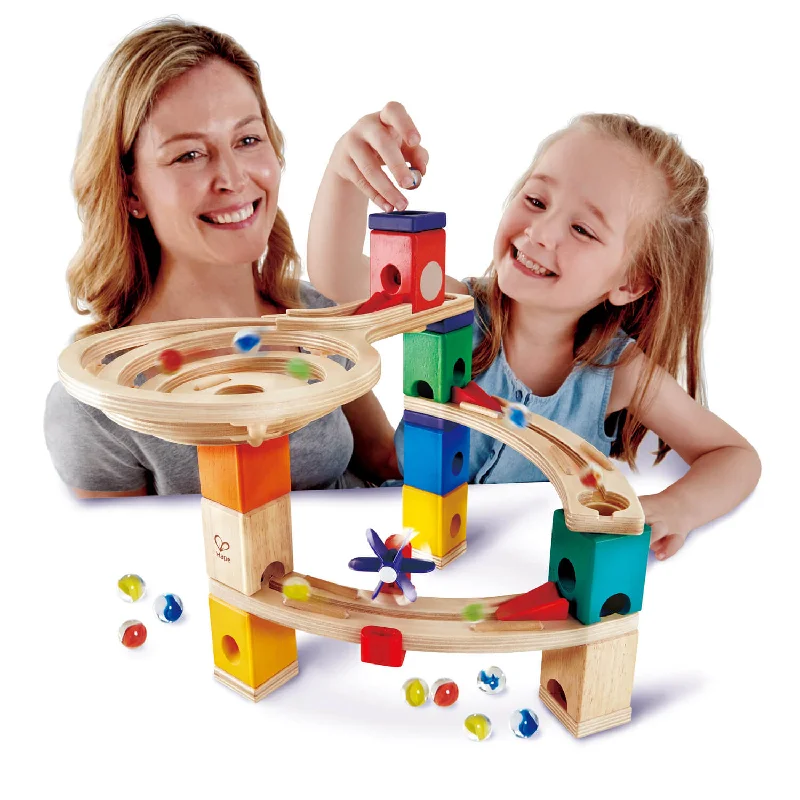 engaging and educational wooden toys                  Race To The Finish Quadrilla Marble Run