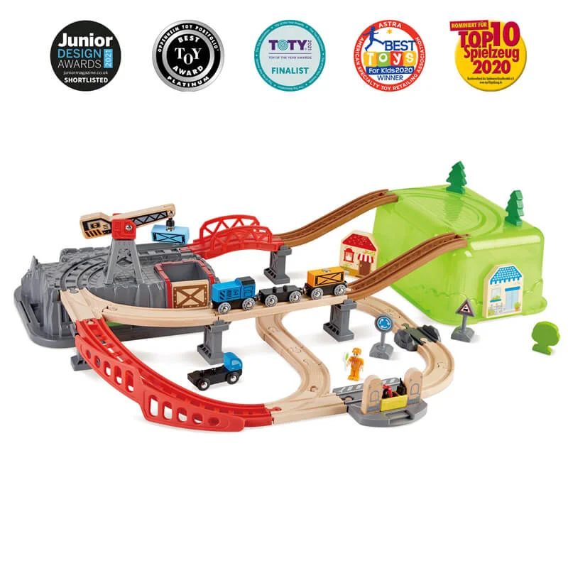 engaging and educational wooden toys                  Railway Bucket Builder Set Hape