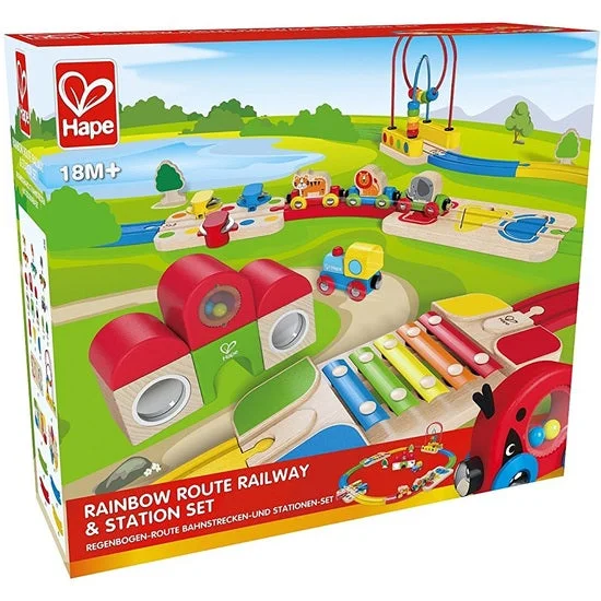 enchanting wooden toys that spark imagination Rainbow Route Railway and Station Set Hape enchanting wooden toys that spark imagination Rainbow Route Railway and Station Set Hape