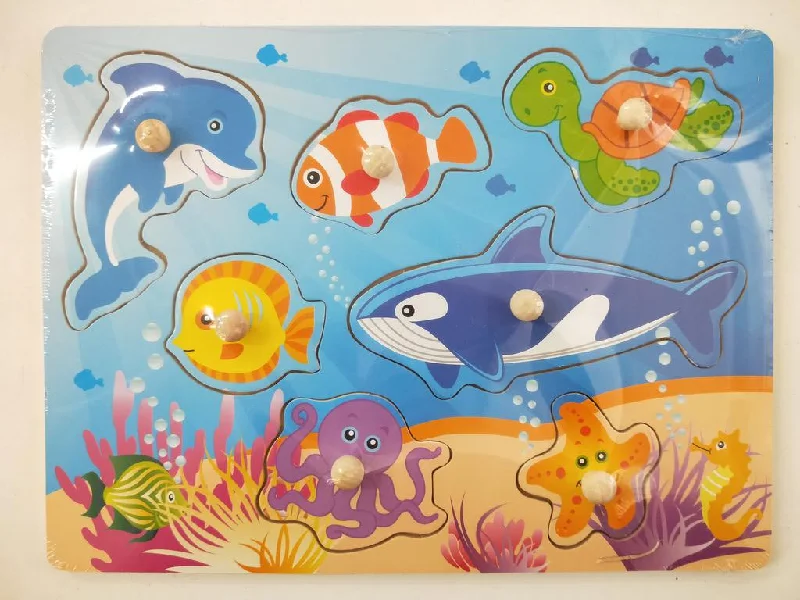 tactile wooden toys                   Sea Wooden Peg Puzzle 7 pcs
